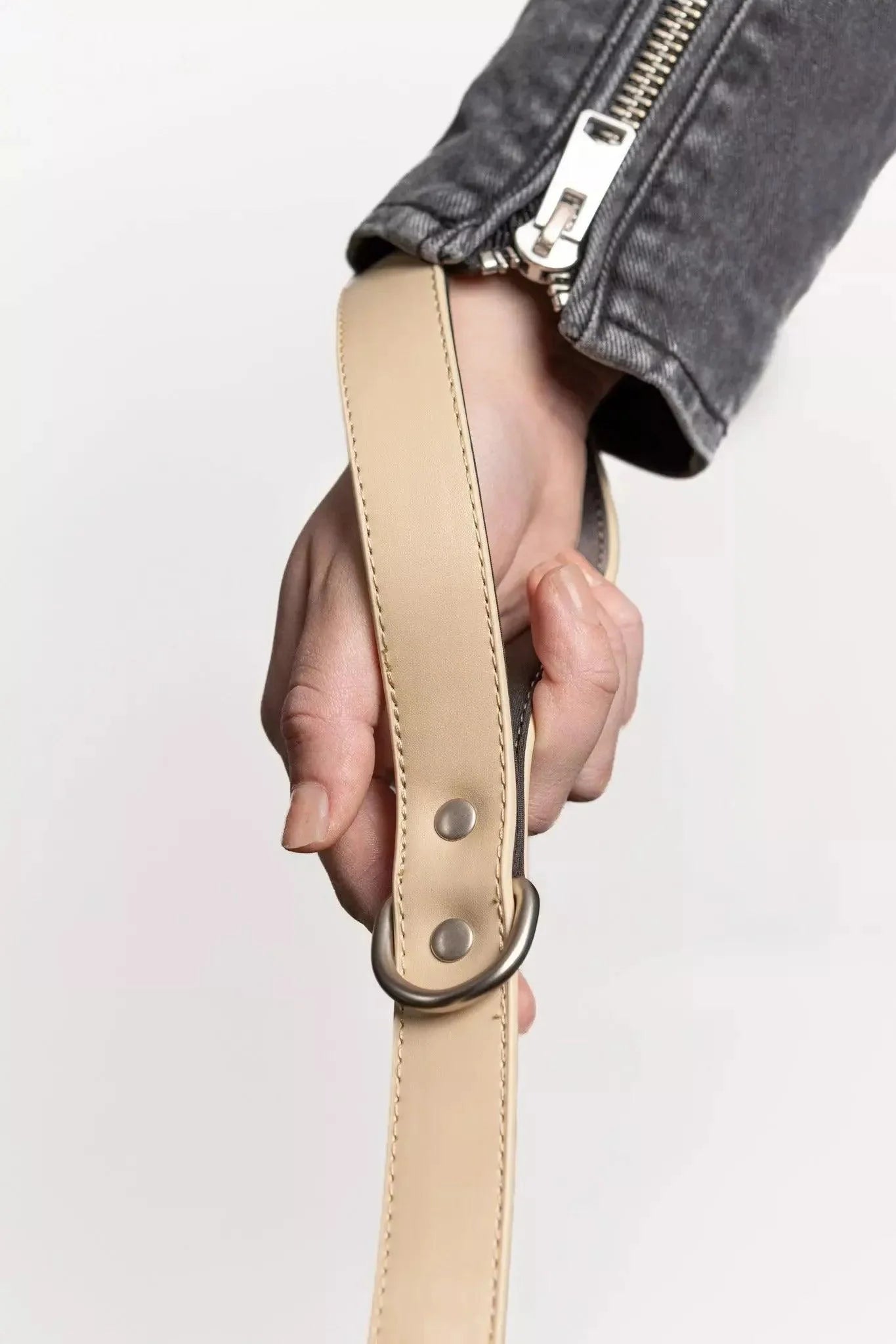 Champagne Fizz Vegan Leather Dog Leash Adjustable Dog Gear - lifestyle view