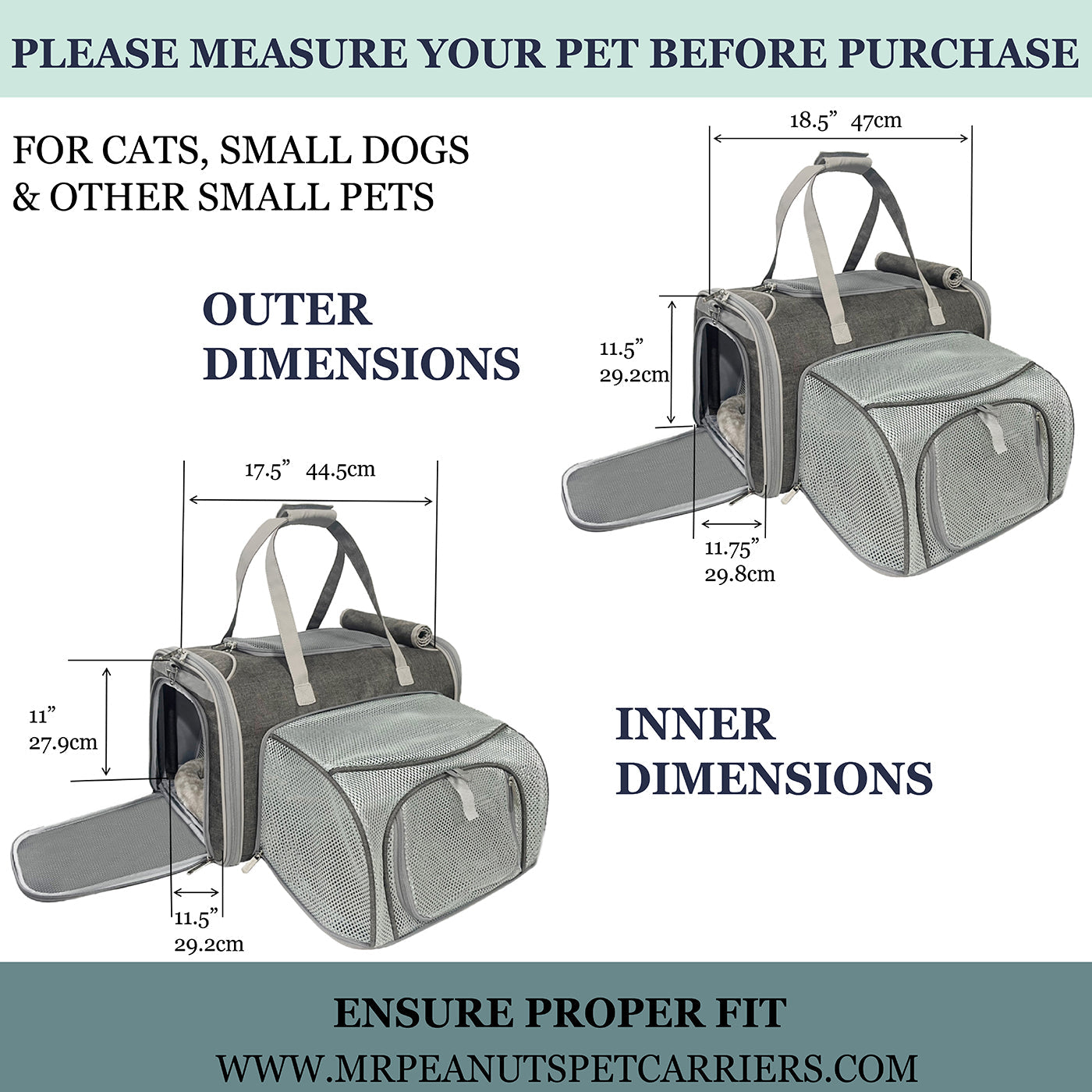 Mr. Peanut's Gold Series Standard Size Airline Compliant Expandable Pet Carrier V3.0 - close up view