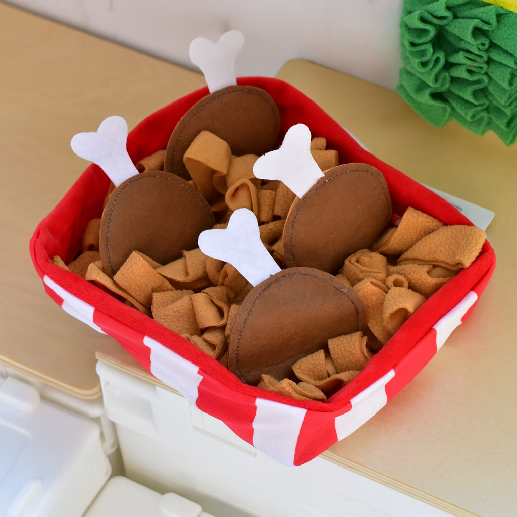 Pet Snuffle Mat Treat Hiding Toy - Fried Chicken - lifestyle view