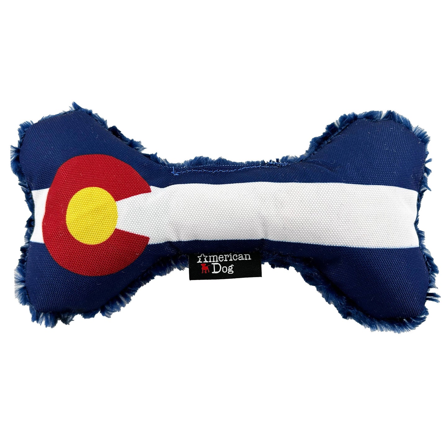 Dog Toy Colorado Flag Bone Nylon Fleece Interactive Plush - main product image