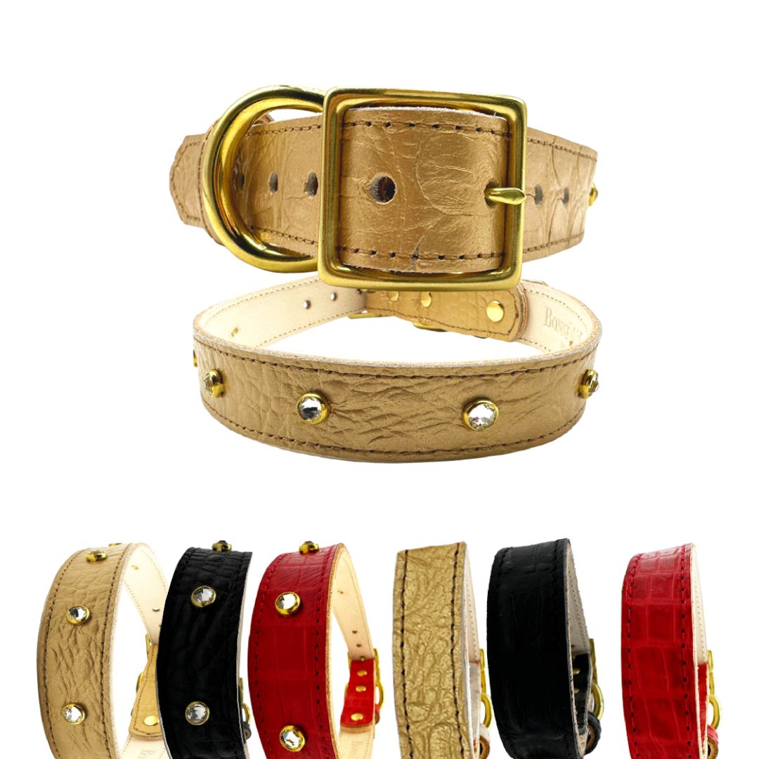 Dog Collar Croc Leather Collar for Daily Use for Comfort - size and texture image for dog collar