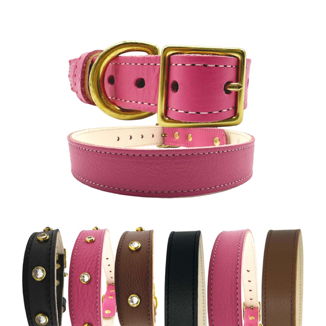 Dog Collar Plain Leather Collar for Daily Use for Comfort - gallery product image for dog collar