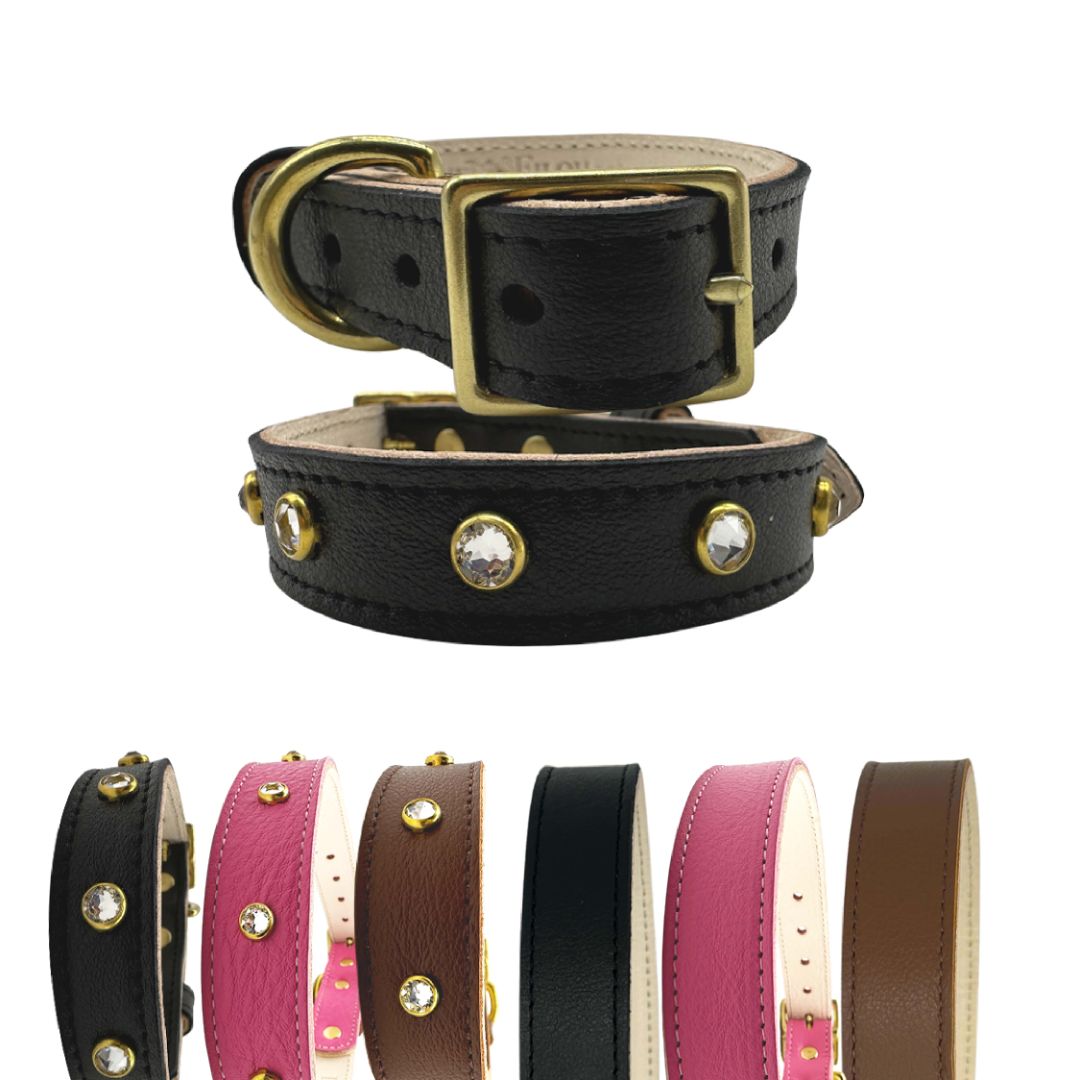 Dog Collar Plain Leather Collar for Daily Use for Comfort - gallery product image for dog collar