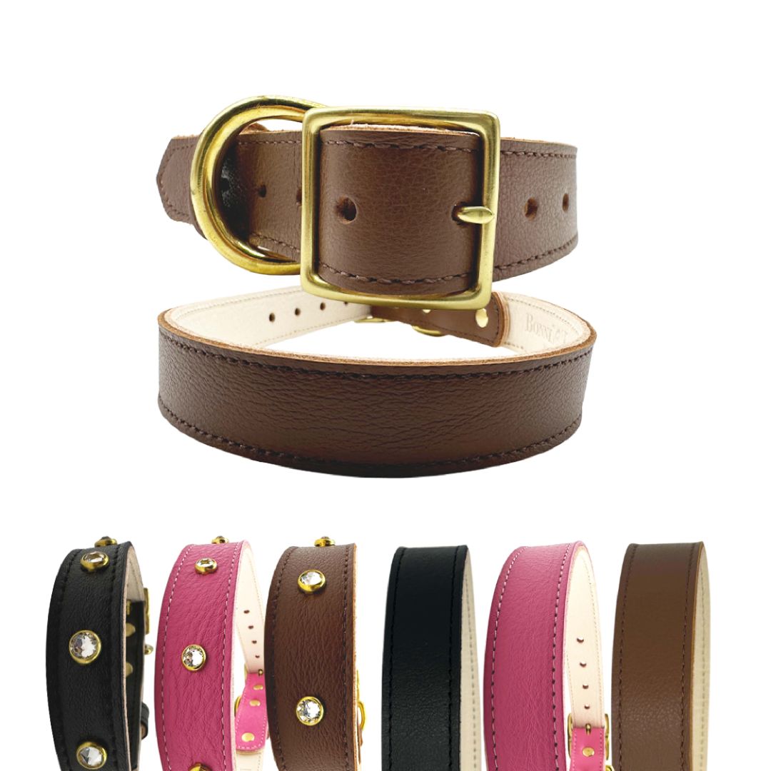 Dog Collar Plain Leather Collar for Daily Use for Comfort - gallery product image for dog collar