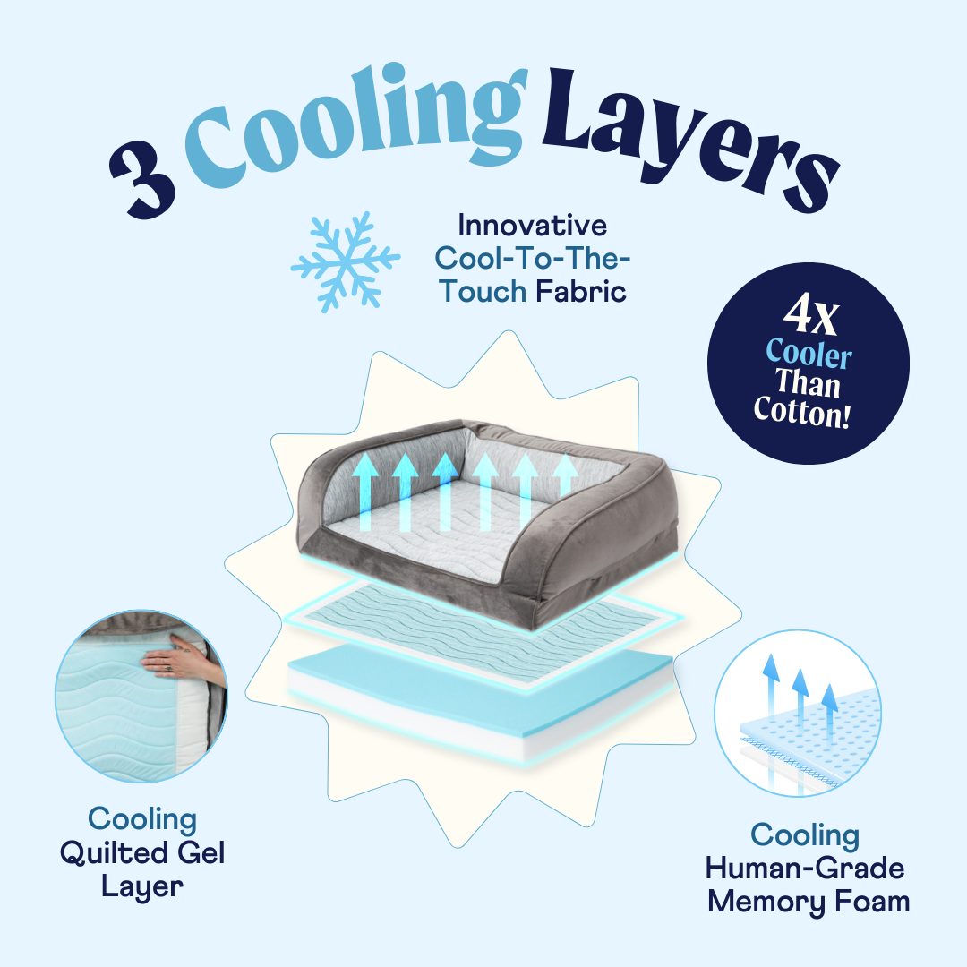Pupchill Cooling Bolster Dog Bed Washable Pet Bed Comfort - lifestyle view