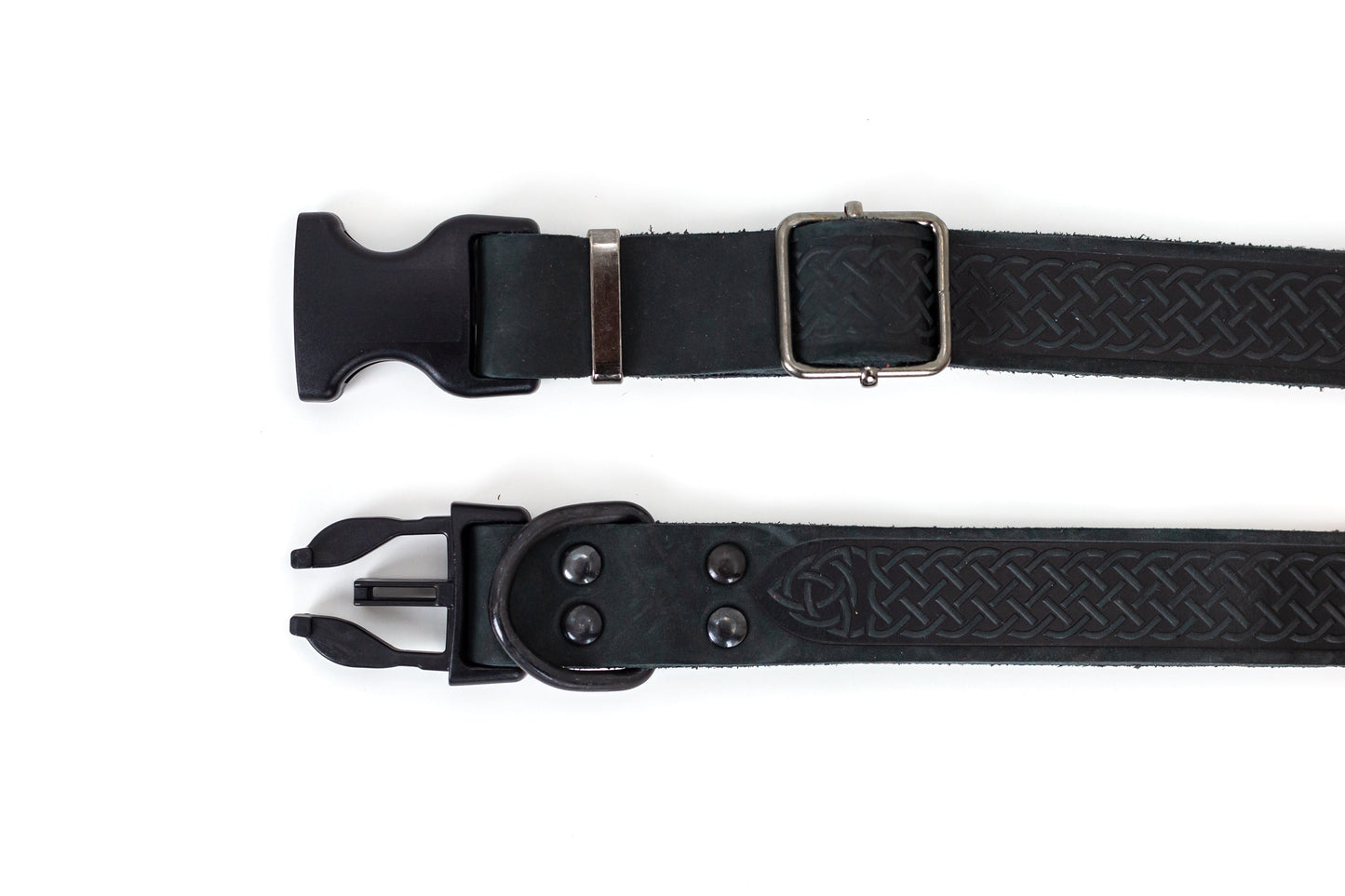 Dog Collar Celtic Sport Midnight Black Leather Collar t main product image for dogs and cats