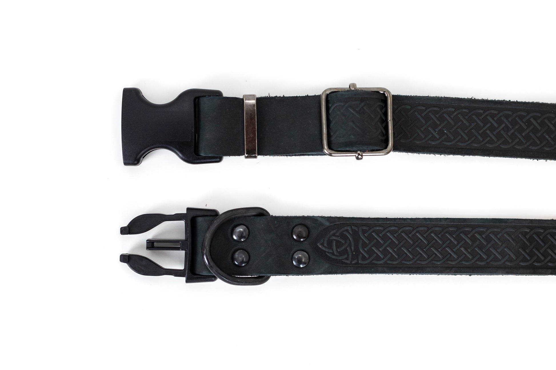 Dog Collar Celtic Sport Midnight Black Leather Collar t main product image for dogs and cats