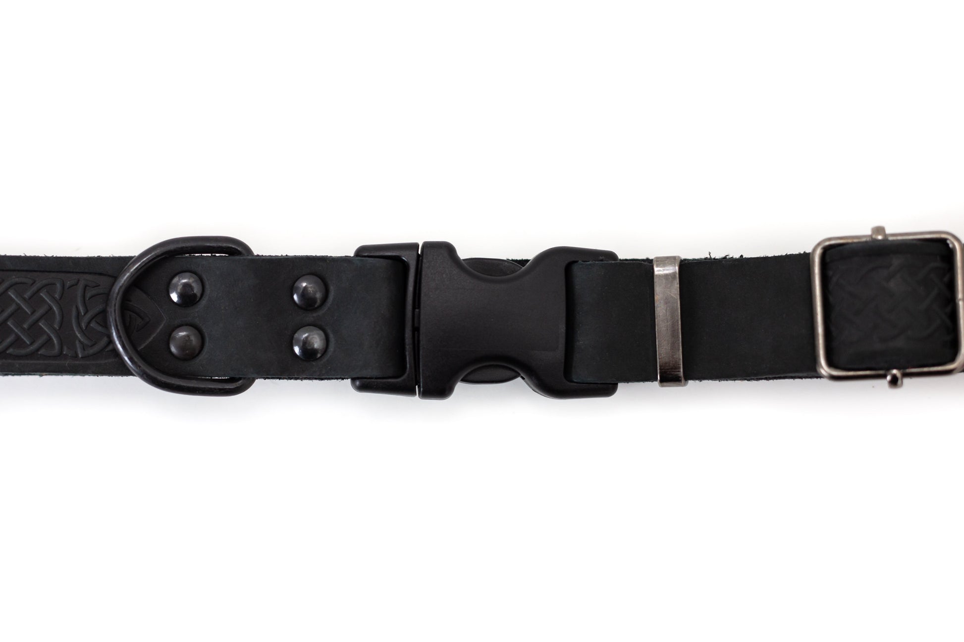 Dog Collar Celtic Sport Midnight Black Leather Collar t main product image for dogs and cats