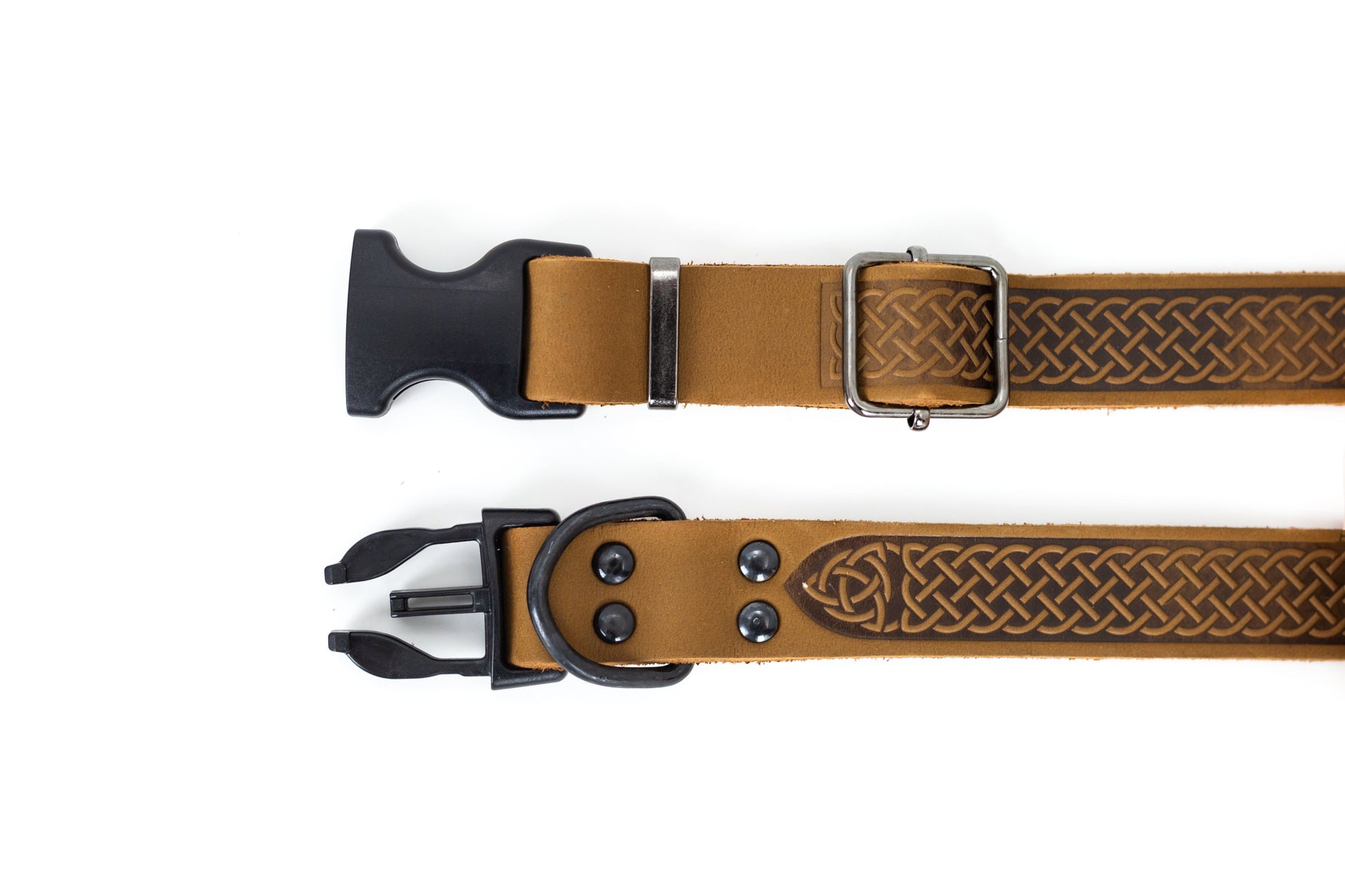 Dog Collar Celtic Sport Earth Brown Leather Collar l main product image for dogs and cats