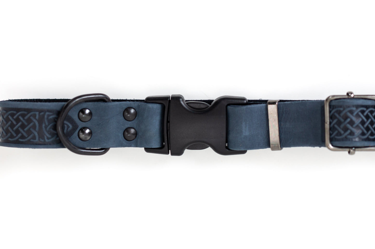 Dog Collar Celtic Sport Blue Jeans Leather Collar Essential - lifestyle product image for dog collar