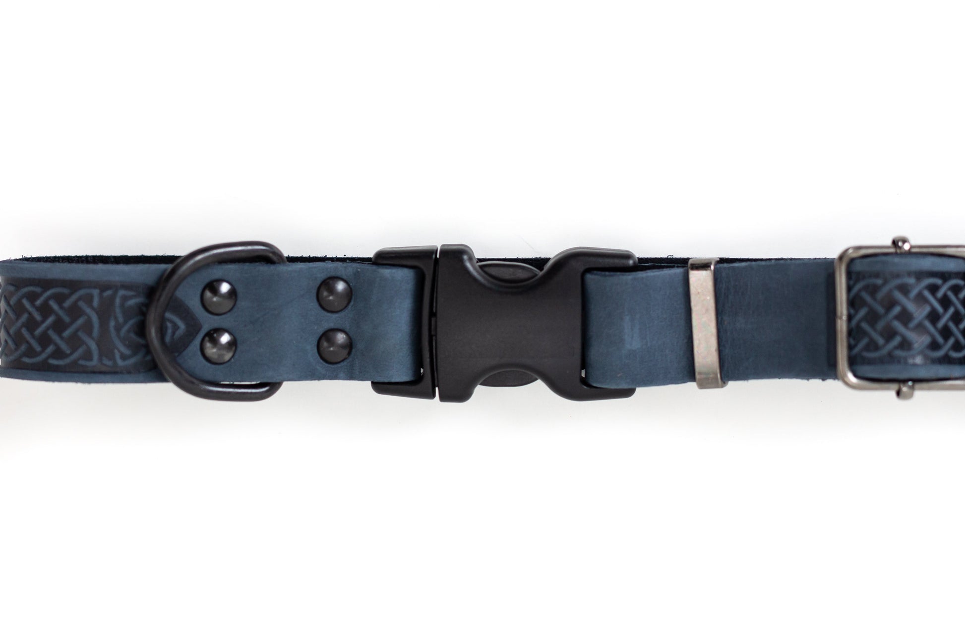 Dog Collar Celtic Sport Blue Jeans Leather Collar Essential - lifestyle product image for dog collar