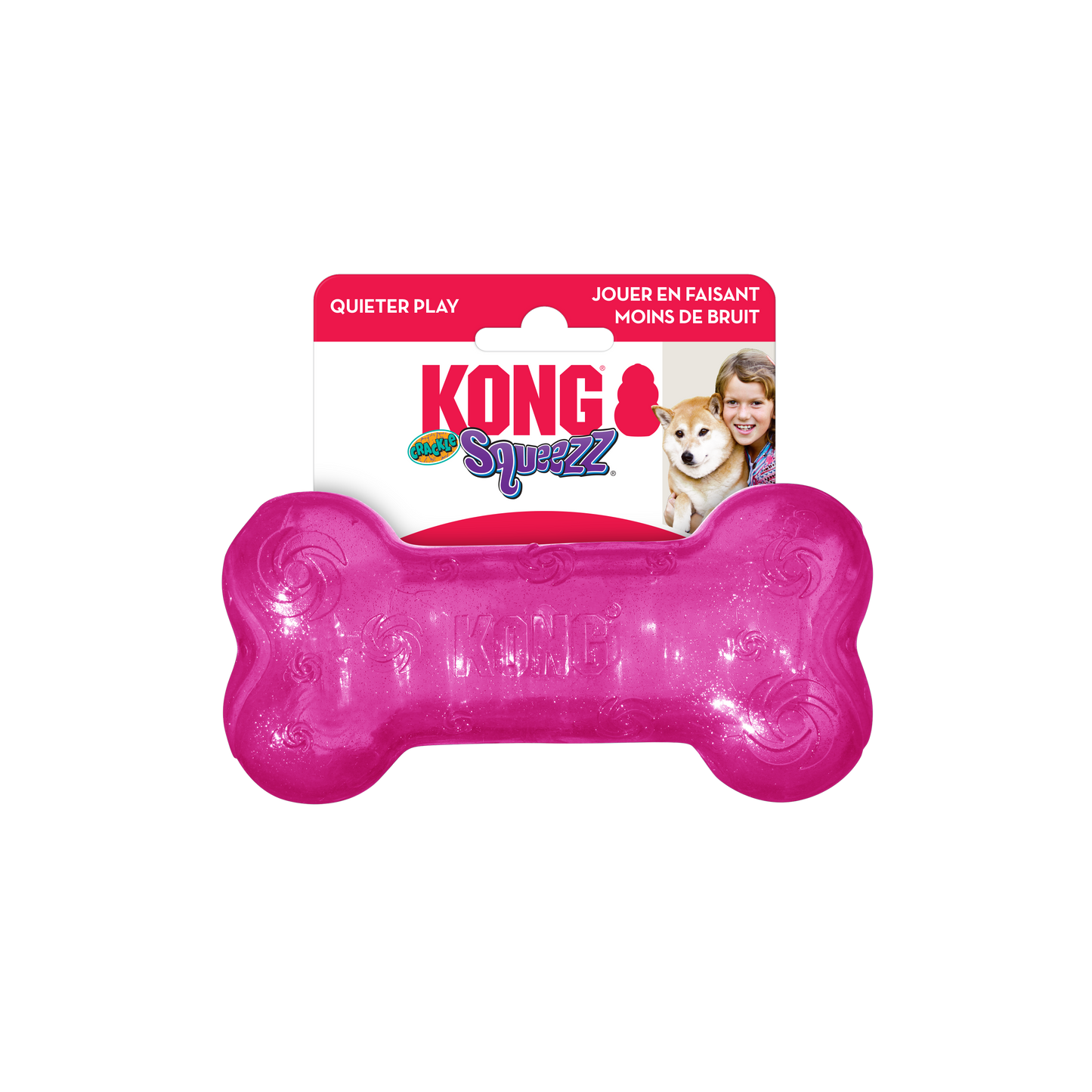 KONG Squeezz Crackle Bone Interactive Dog Toy Durable Play - main product image