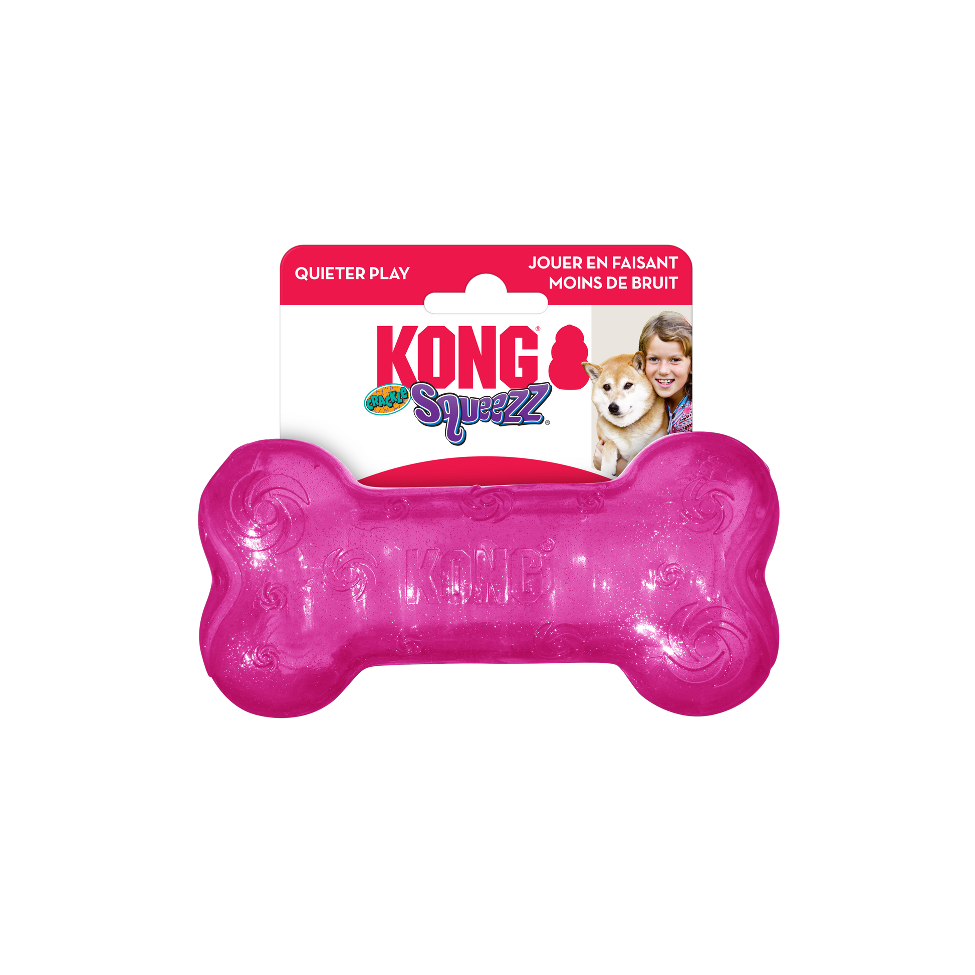 KONG Squeezz Crackle Bone Interactive Dog Toy Durable Play - main product image