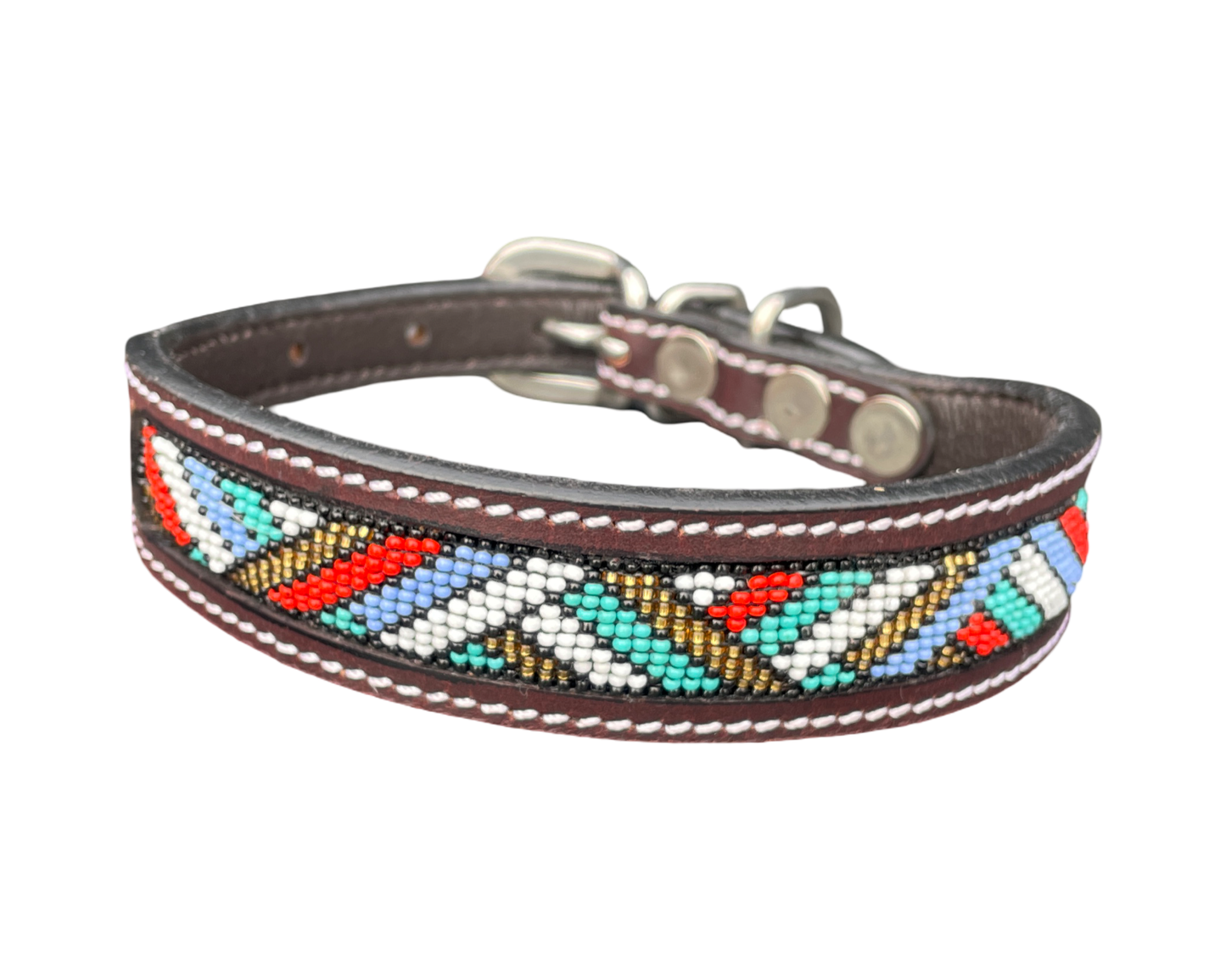Epic Padded Leather Dog Collar with Beaded Design Dog Collar - lifestyle view