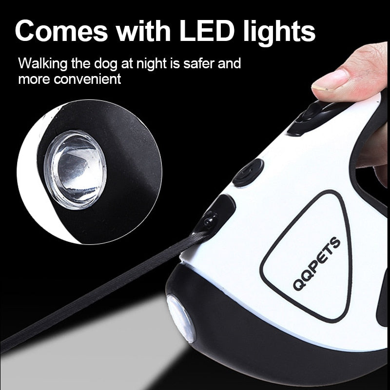 Pet Dog Automatic Retractable Fiber Night Safety Led Leash - lifestyle view