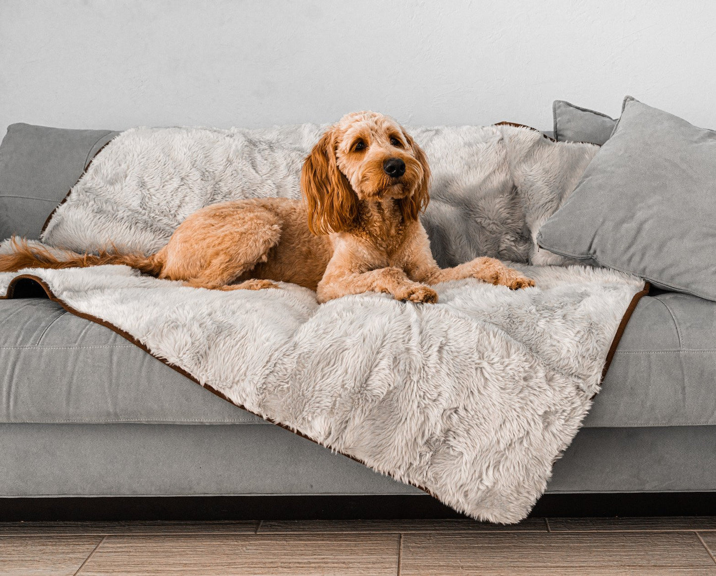 Waterproof Pet Blanket Soft Throw Grey Washable Cover Premiu - main product image