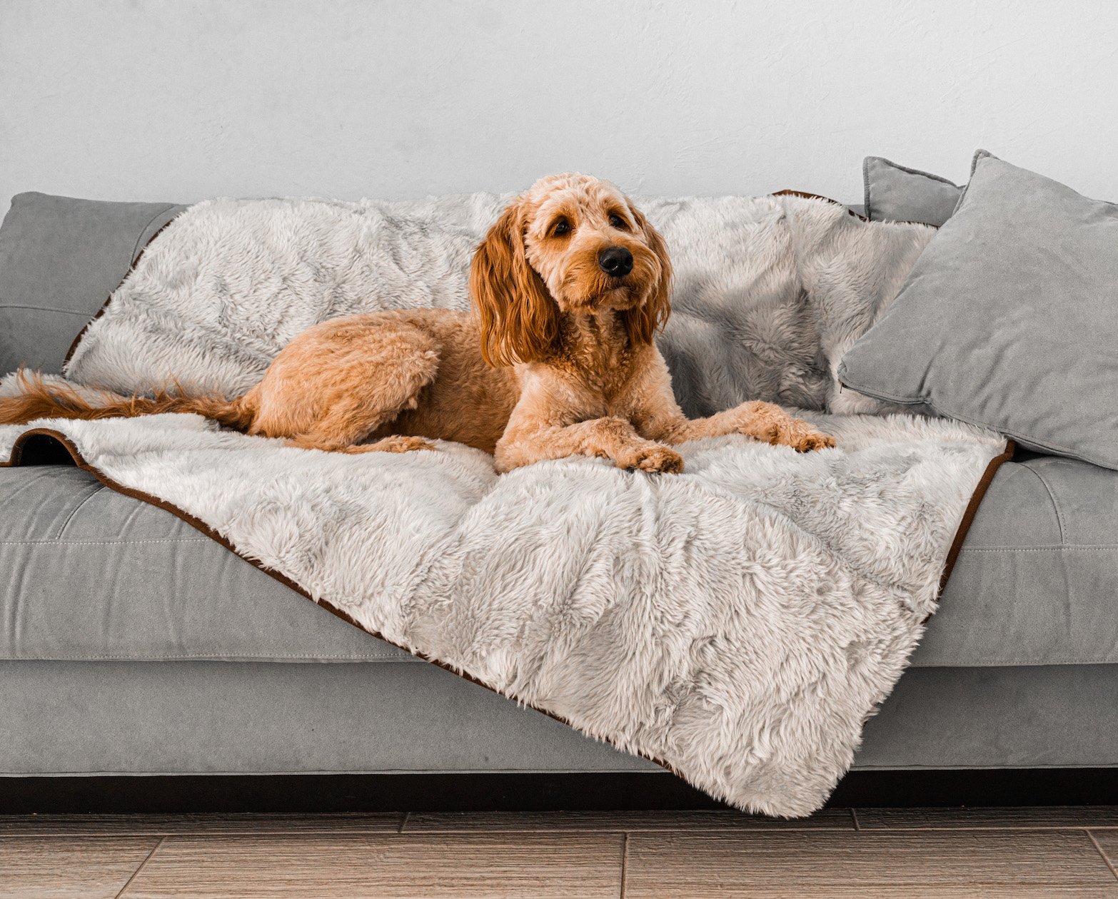 Waterproof Pet Blanket Soft Throw Grey Washable Cover Premiu - main product image