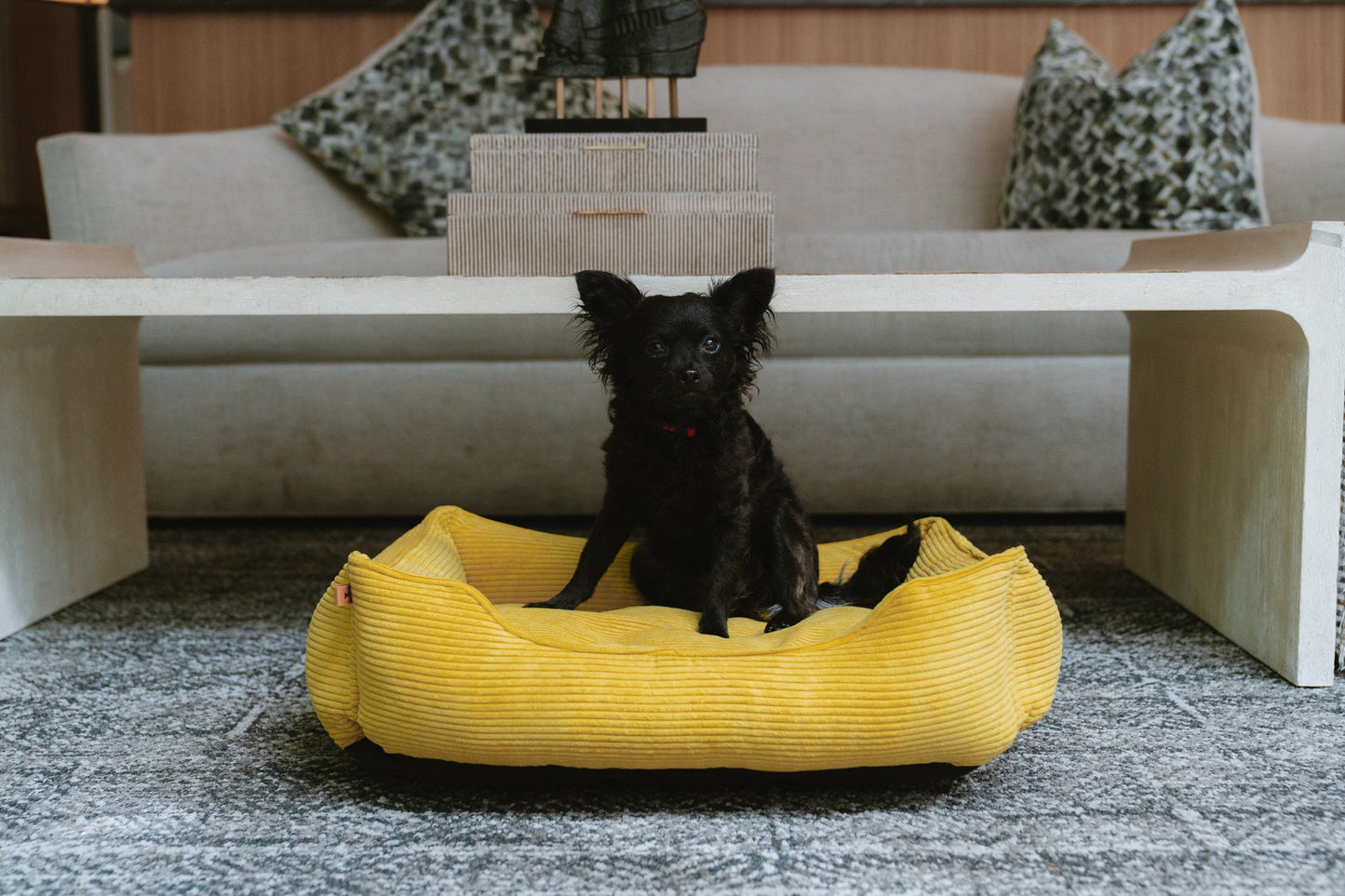Luxury Dog Bed Fancy Corduroy Sleeper Sunny Yellow for Comfo - luxury dog bed view 6 for comfort and support