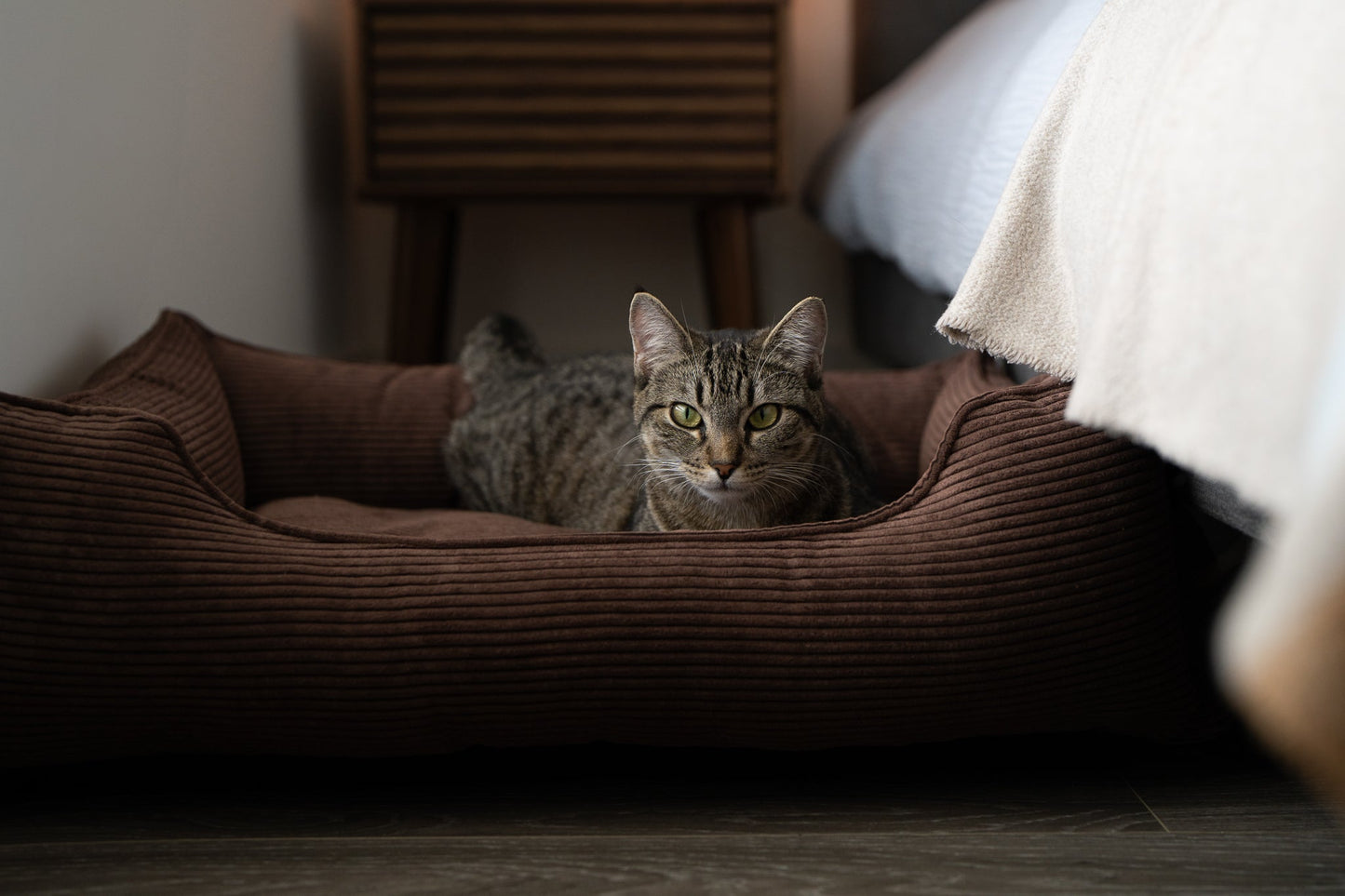 Luxury Dog Bed Fancy Corduroy Sleeper Brown for Comfort, Sup - luxury dog bed view 6 for comfort and support