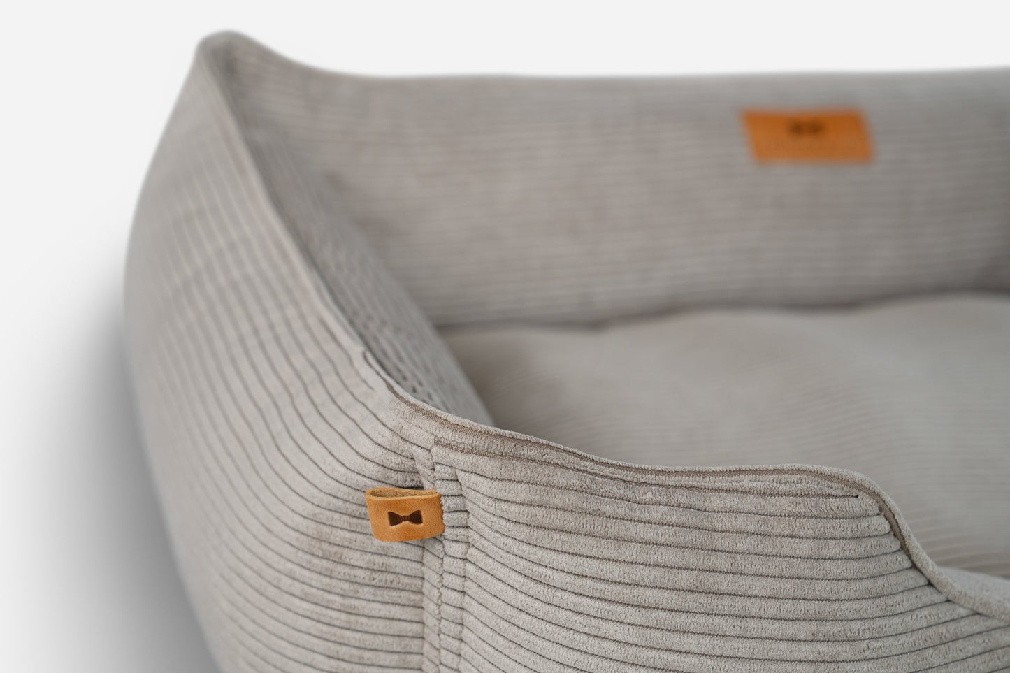 Luxury Dog Bed Fancy Corduroy Sleeper Taupe for Comfort, Sup - luxury dog bed view 5 for comfort and support