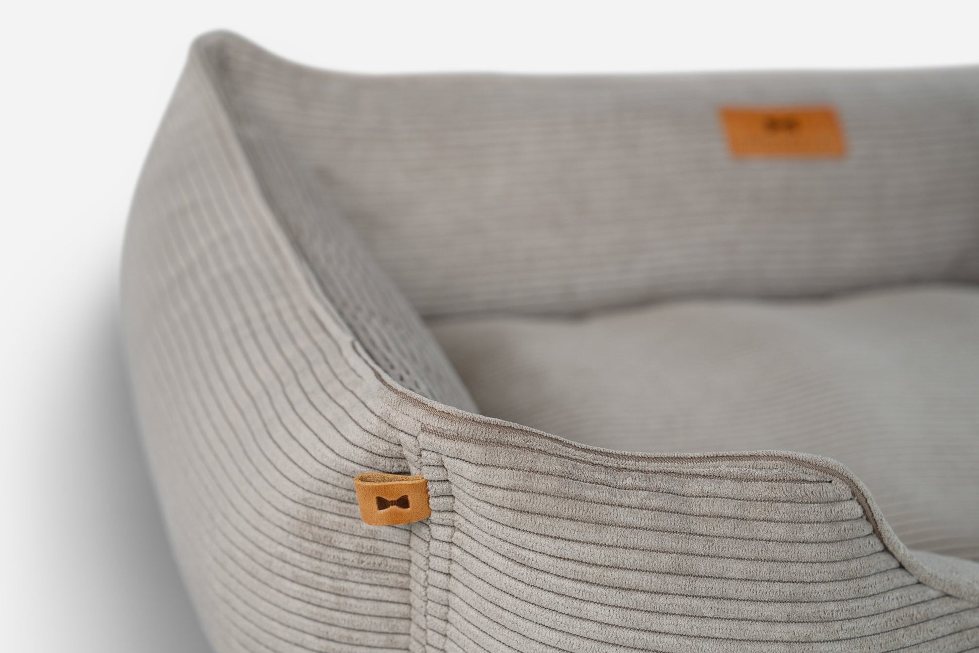 Luxury Dog Bed Fancy Corduroy Sleeper Taupe for Comfort, Sup - luxury dog bed view 5 for comfort and support