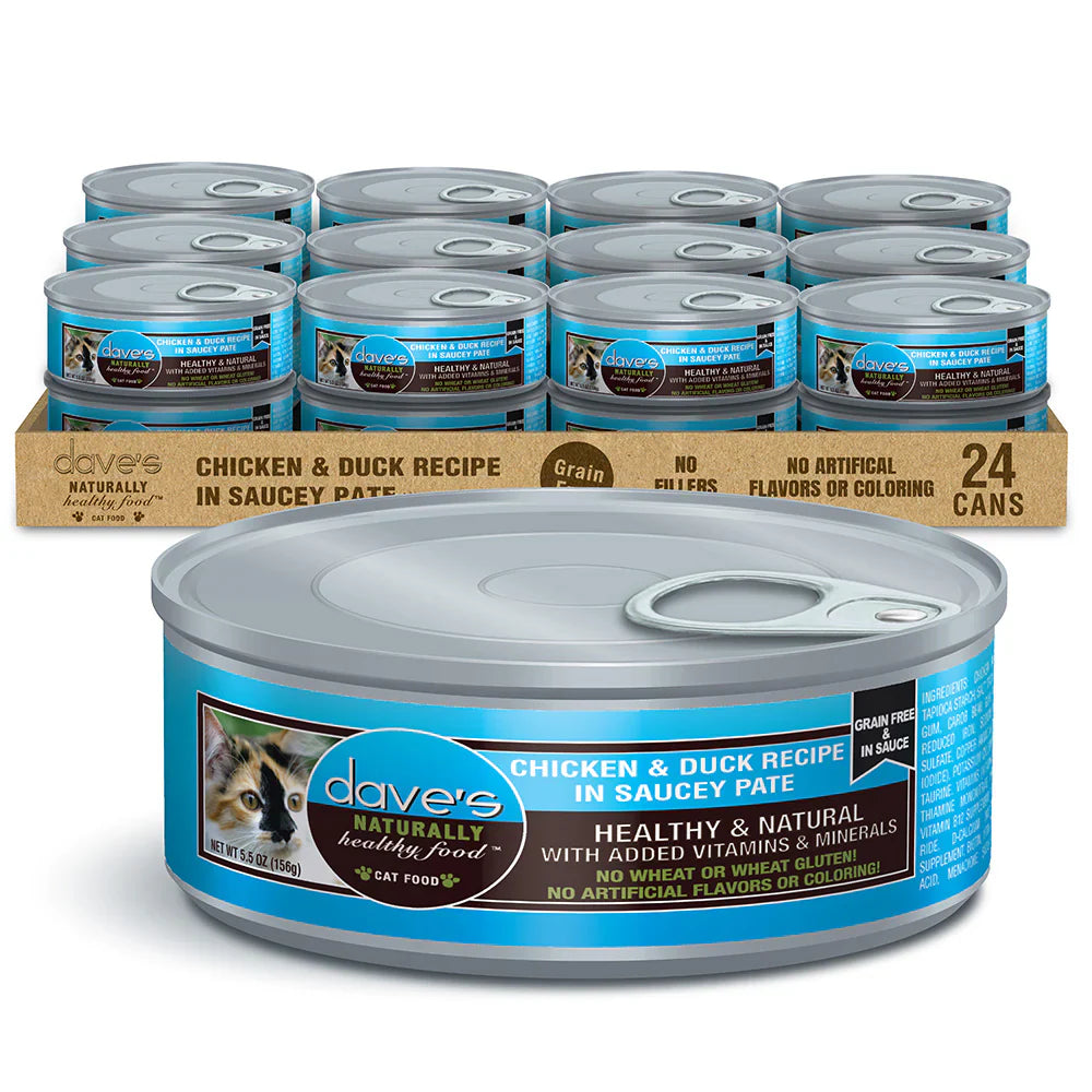 Daves Chicken And Duck Recipe In Saucey Pate 5 5Oz Wet Cat - main product image