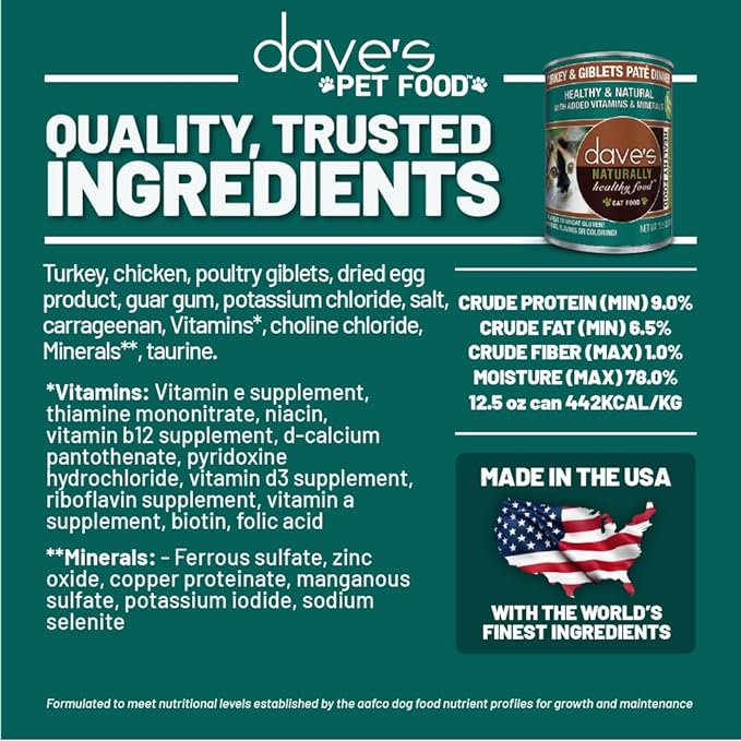 Daves Naturally Healthy Turkey Giblets Dinner Pate Wet Cat - close up view