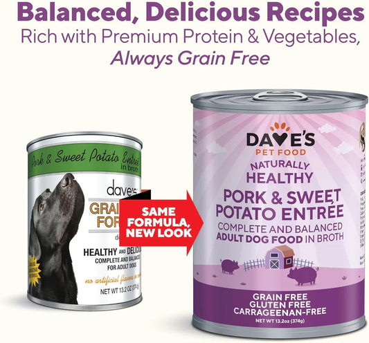 Daves Grain Free Pork Sweet Potato Entree For Dogs 13 2Oz - detail view