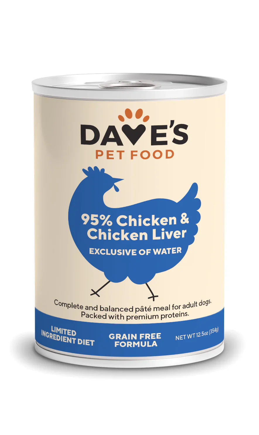 Daves 95 Premium Meats Chicken Chicken Liver For Dogs 12 - main product image