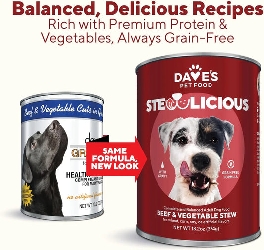 Dave's Stewlicious Beef & Vegetable Stew For Dogs (13.2oz) - main product image