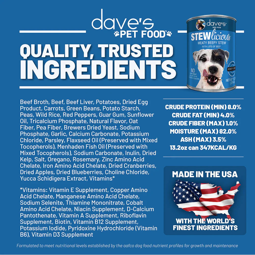 Daves Stewlicious Meaty Beefy Stew For Dogs 13 2Oz Wet Dog - lifestyle view
