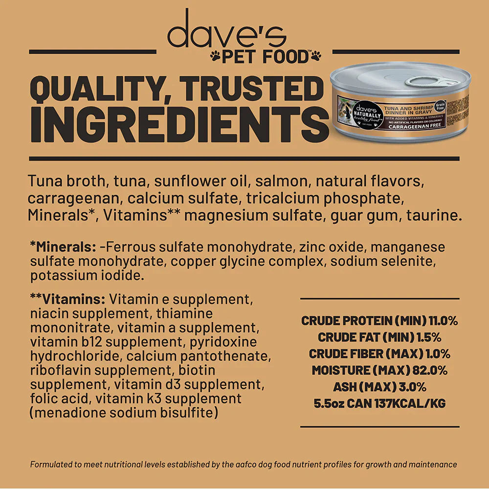 Daves Naturally Healthy Grain Free Tuna Shrimp Dinner In Wet - lifestyle view