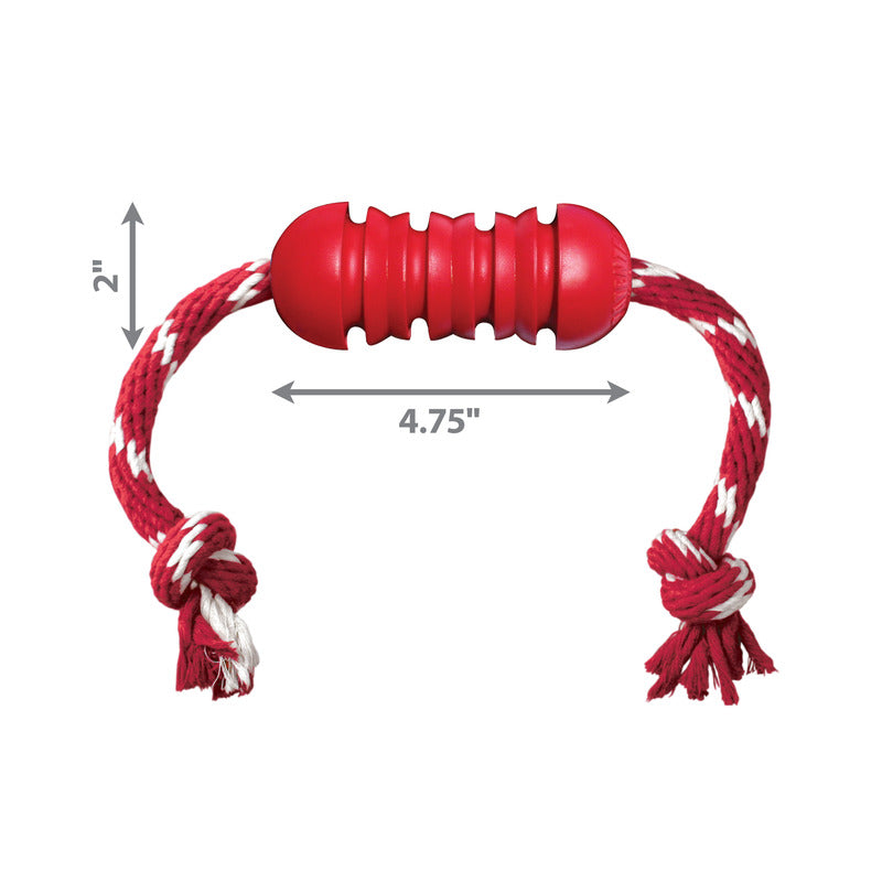 KONG Dental W Rope Medium Durable Chew Dog Toy Durable Play - close up view