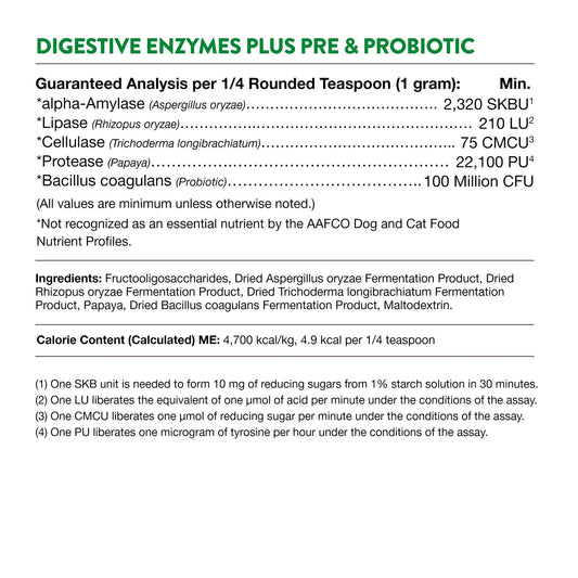 Naturvet Digestive Enzyme Powder Dog & Cat Supplement (8oz) - detail view