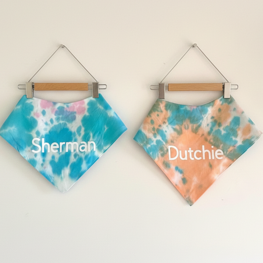 Custom Tie Dye Dog Bandana - detail view