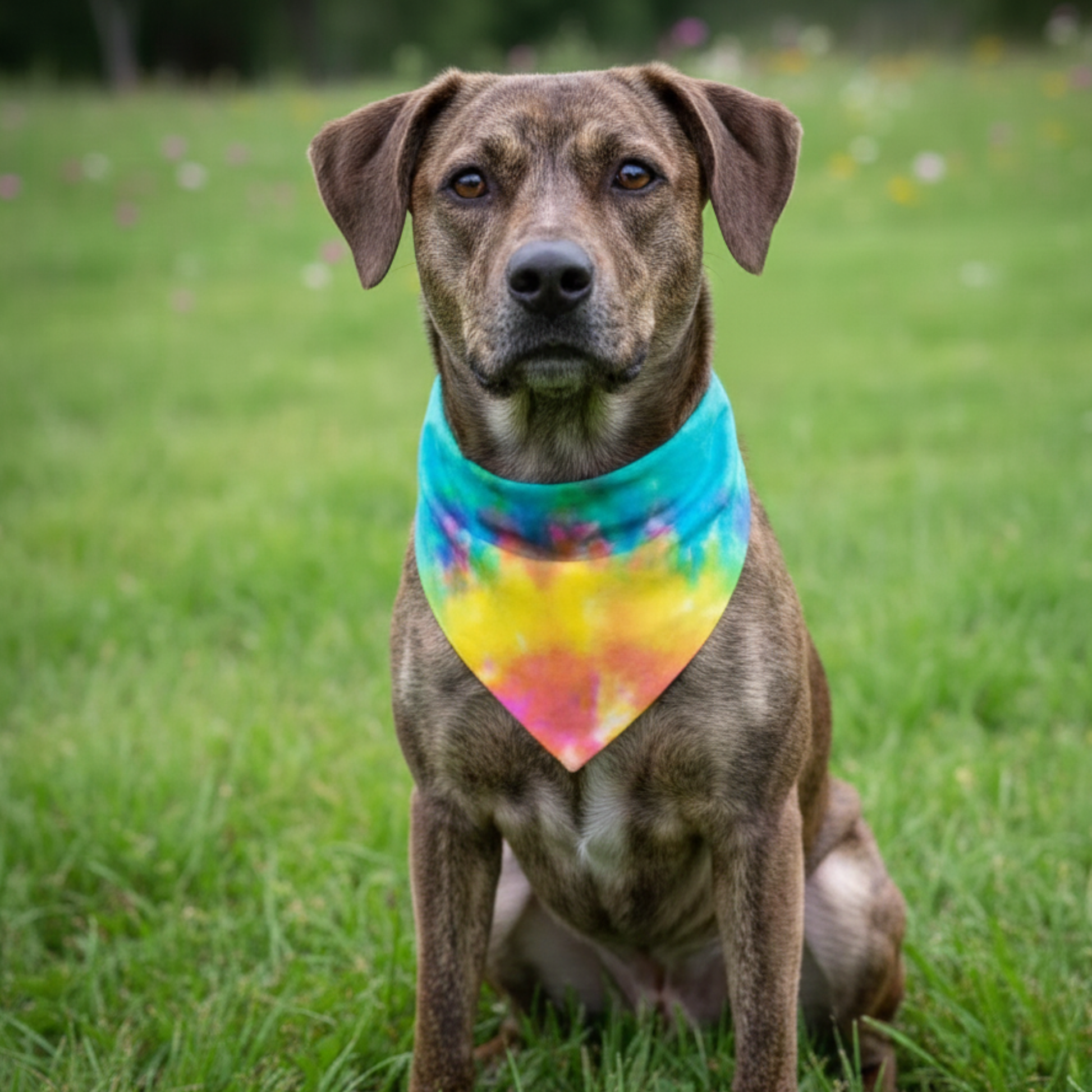 Custom Tie Dye Dog Bandana - lifestyle view