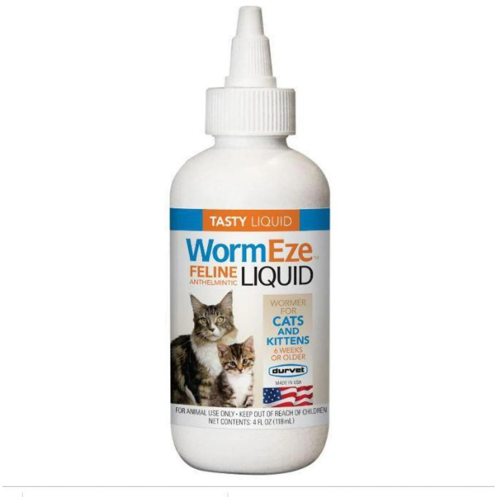 Durvet Wormeze Liquid Wormer For Cats Kittens 4Oz Pet Health - main product image