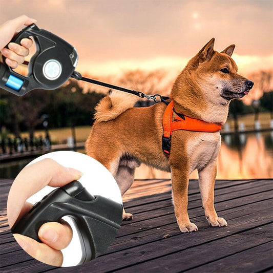 4.5M LED Flashlight Extendable Retractable Pet Dog Lead Leash with Disposable Poop Bag - detail view | Dog Leashes at