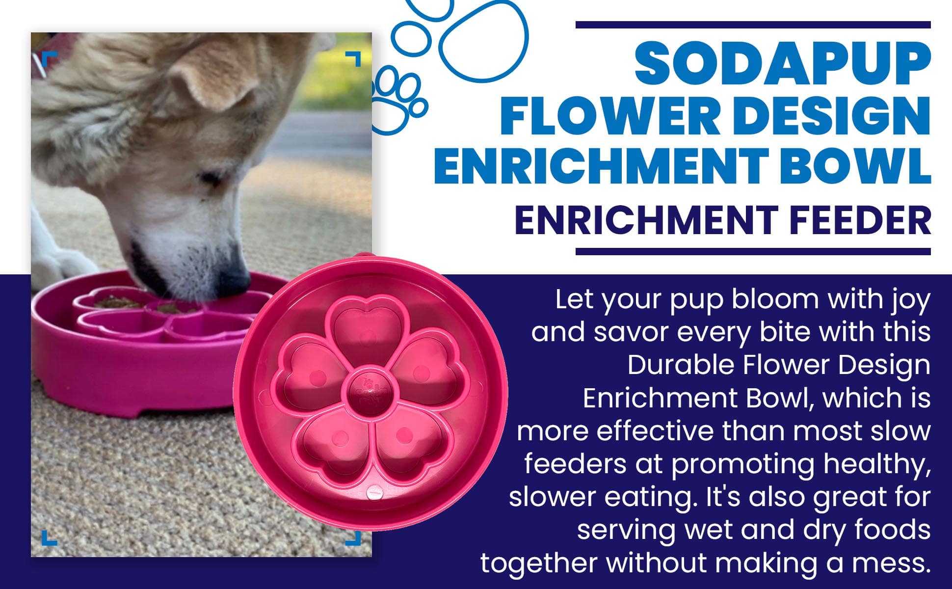 Flower Ebowl Deep Slow Feeder Dog Bowl For Enrichment USA - gallery image for Pet Feeders & Bowls