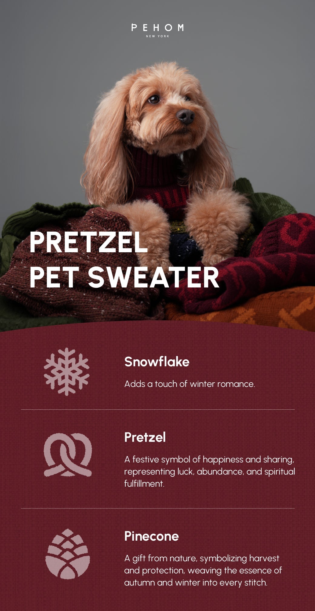 Pretzel Pet Sweater Burgundy Red Dog Sweaters Premium Pet - gallery image 10