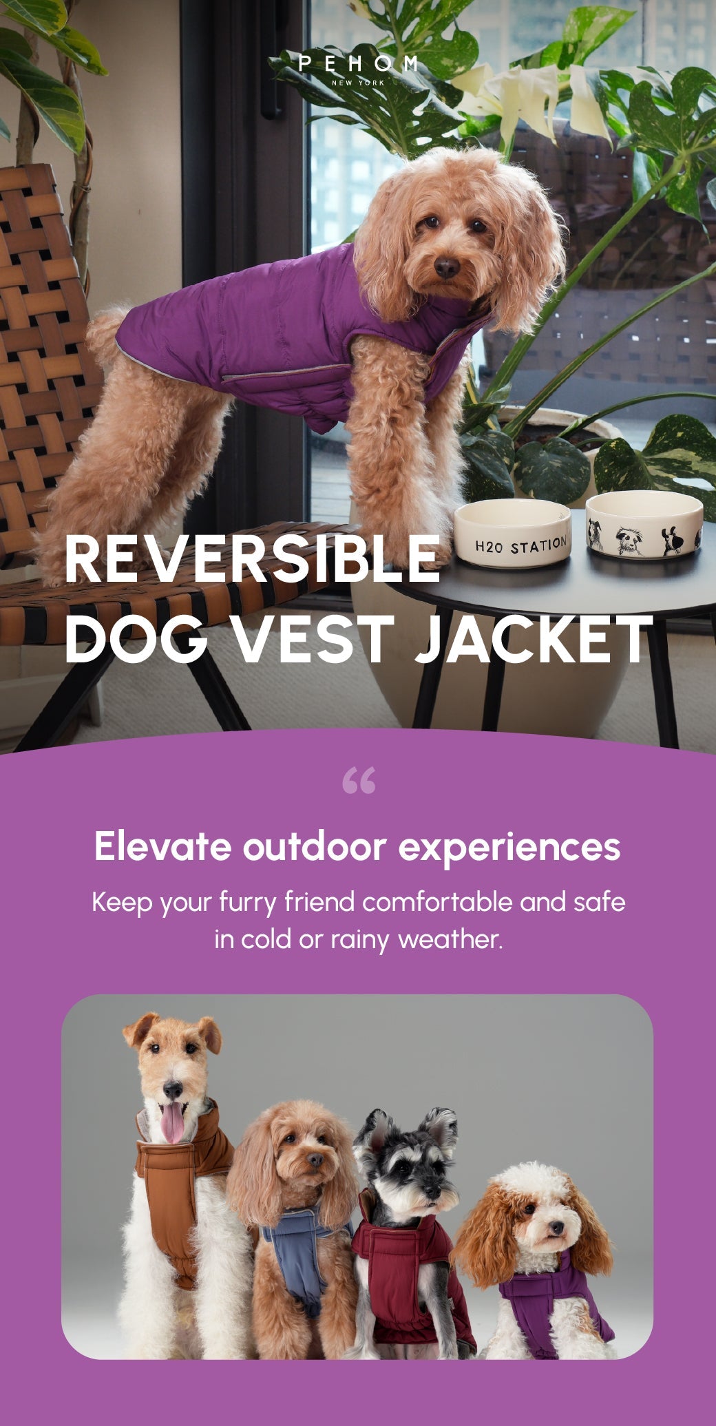 Reversible Dog Vest Jacket Purple Caramel Dog Apparel Pet - gallery image 10