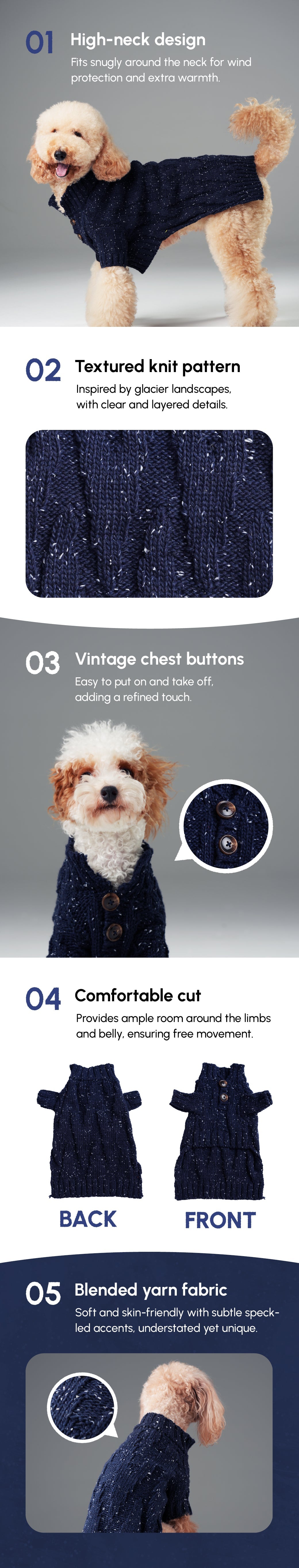 Glacier Pet Sweater Navy Dog Sweaters Premium Pet Supply - gallery image 12