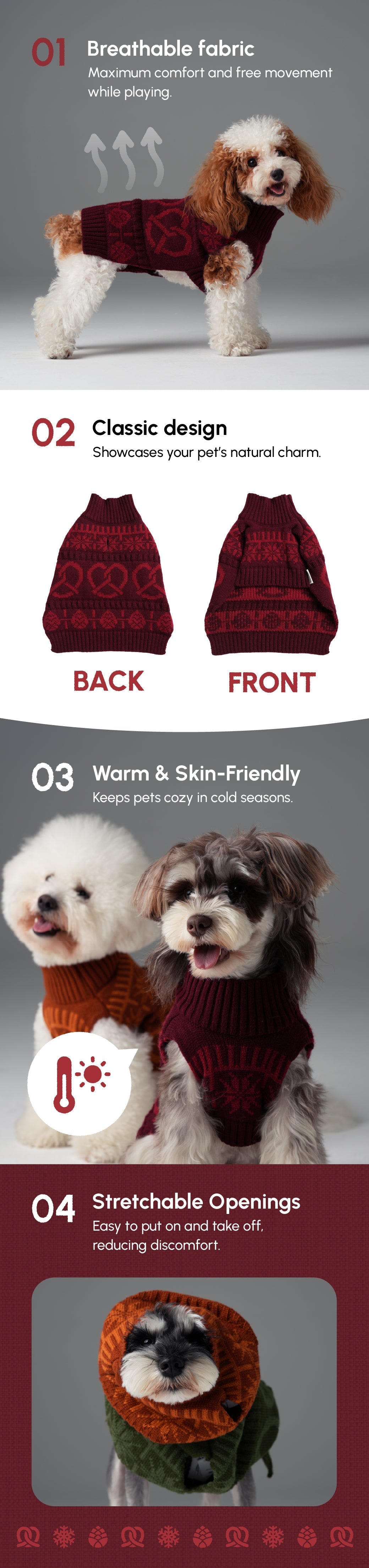 Pretzel Pet Sweater Burgundy Red Dog Sweaters Premium Pet - gallery image 11