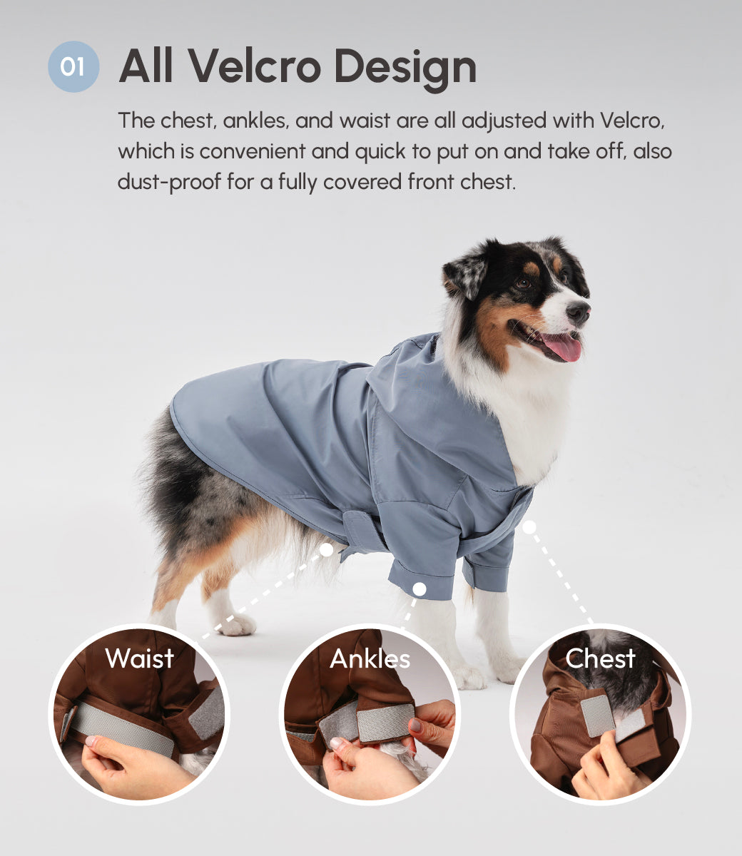 Tribeca Adjustable Velcro Raincoat Light Blue Dog Apparel - gallery image 10