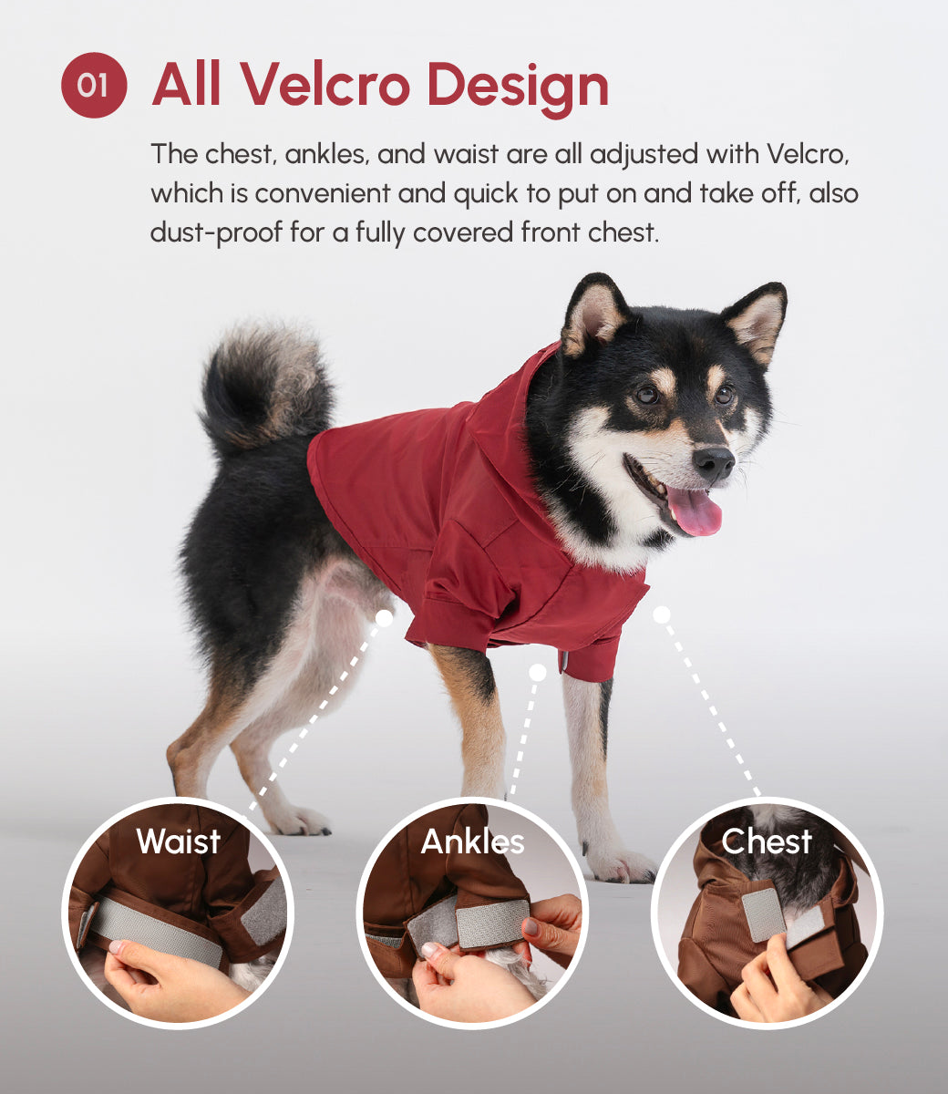 Tribeca Adjustable Velcro Raincoat Burgundy Dog Apparel Pet - gallery image 7