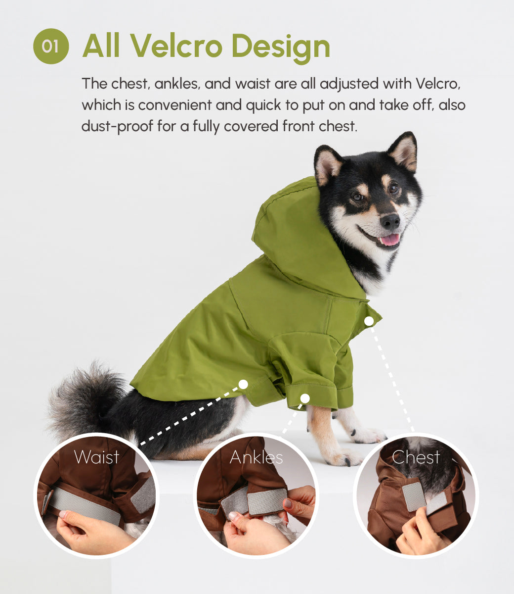 Tribeca Adjustable Velcro Raincoat Olive Dog Apparel Premium - gallery image 8