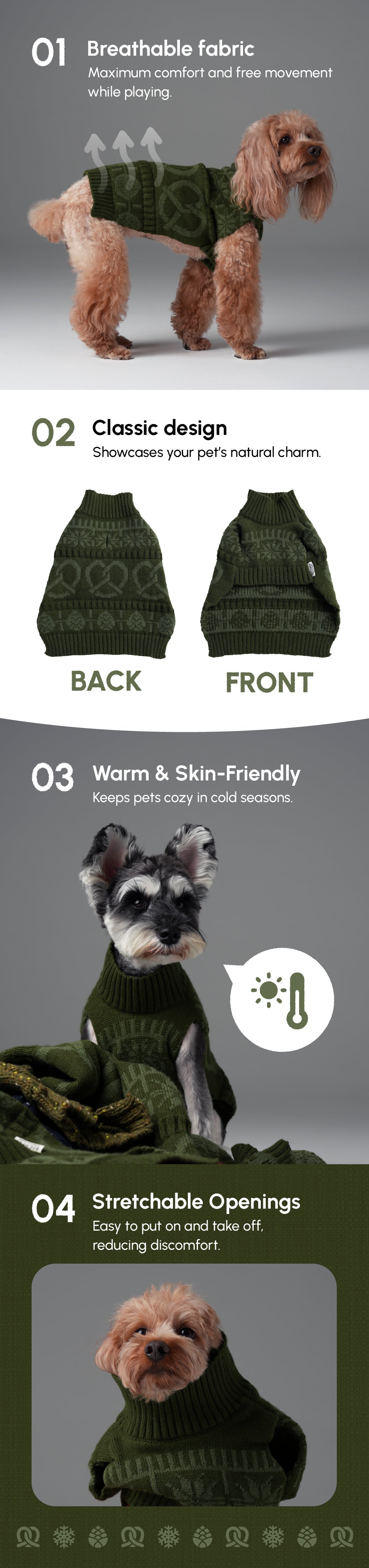 Pretzel Pet Sweater Olive Green Dog Sweaters Premium Pet - gallery image 10