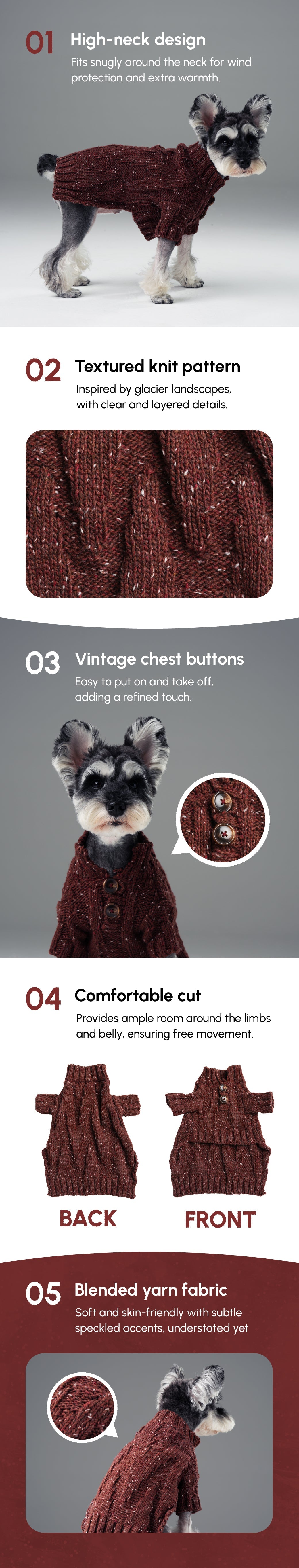 Glacier Pet Sweater Burgundy Dog Sweaters Premium Pet Supply - gallery image 10