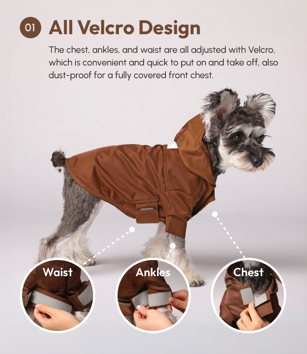 Tribeca Adjustable Velcro Raincoat Choco Dog Apparel Premium - gallery image 9