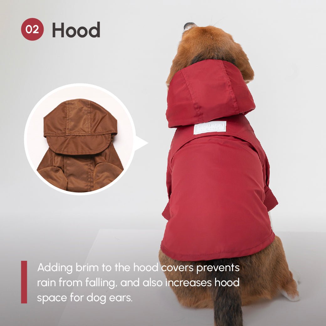 Tribeca Adjustable Velcro Raincoat Burgundy Dog Apparel Pet - gallery image 8